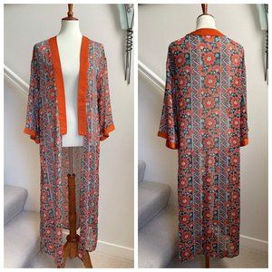 Xhilaration Boho Floral Chiffon Kimono Duster